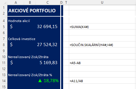 Akciové portfolio v Excelu