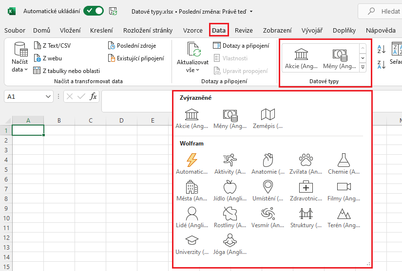 Datové typy v Excelu
