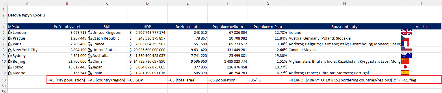 Datové typy v Excelu