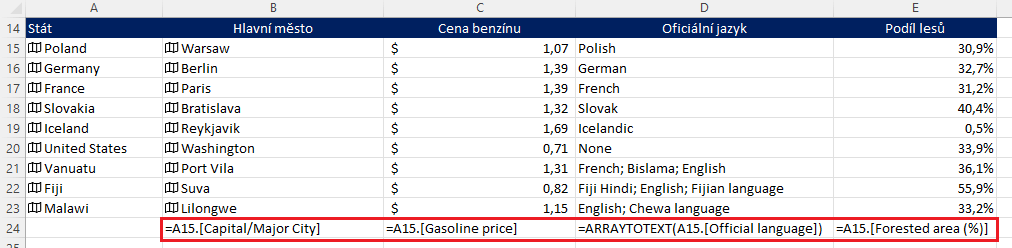 Datové typy v Excelu