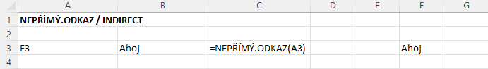 Excelové funkce Nepřímý.odkaz 1