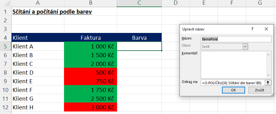 Jak Sečíst A Spočítat Barevné Buňky V Excelu Výpočty Na Základě Barvy Akademie Excelu 1517