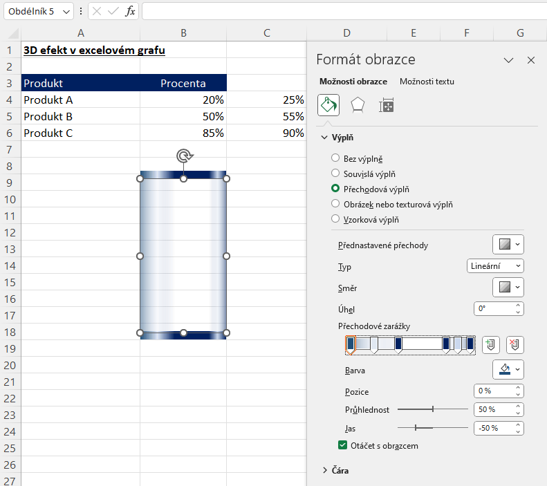 3D efekt v excelovém grafu 10