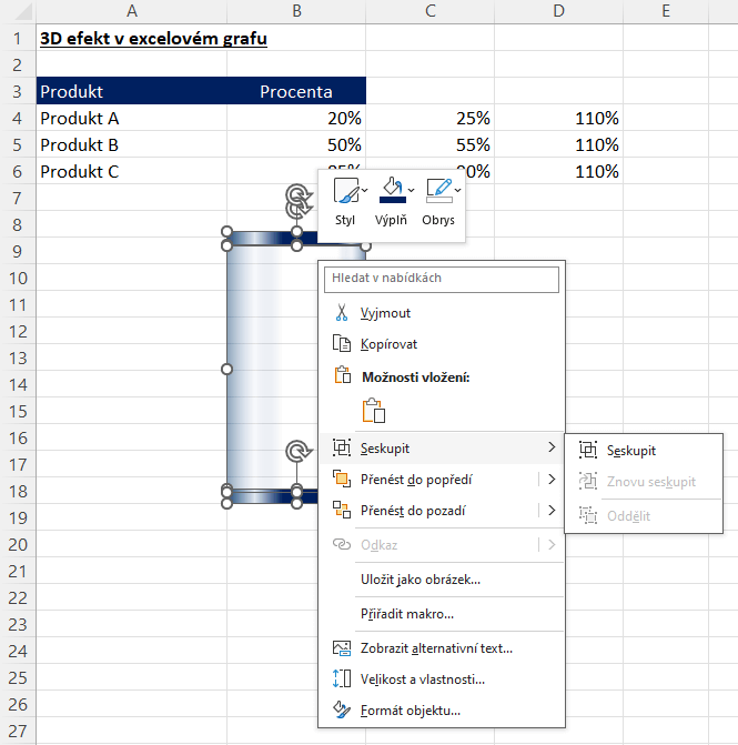 3D efekt v excelovém grafu 11