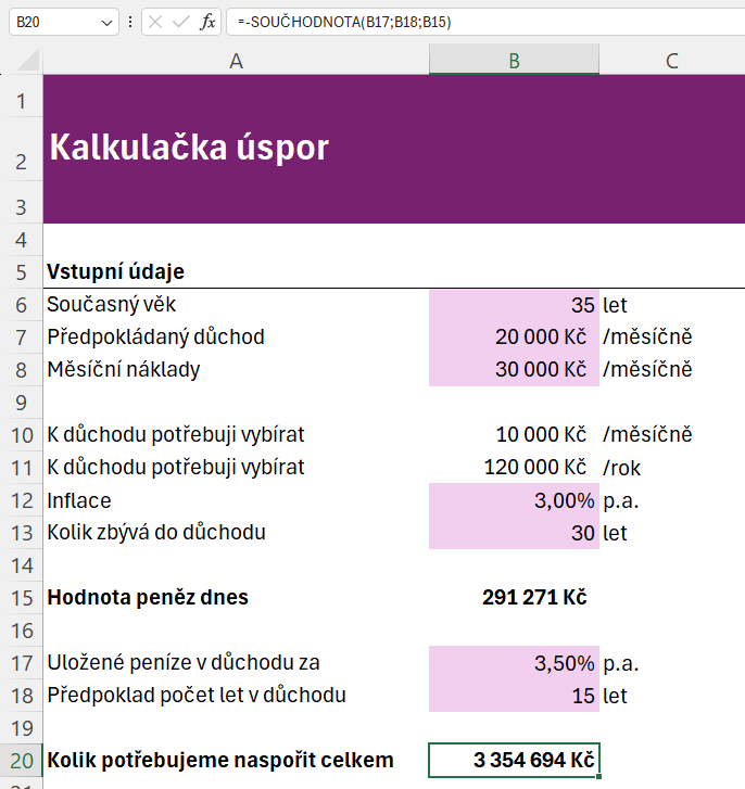 Kalkulačka úspor 3