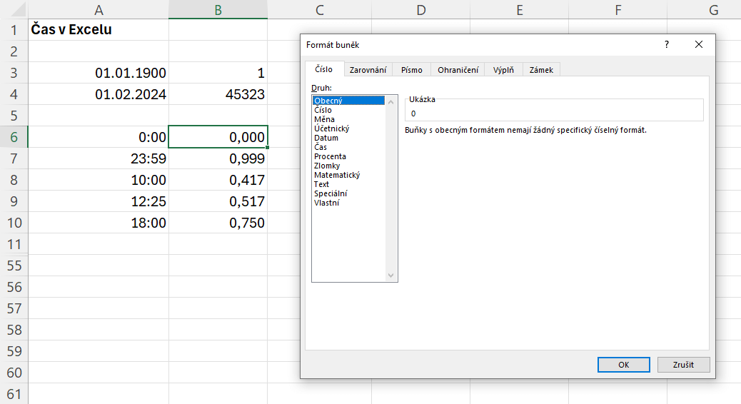 Čas v Excelu 2