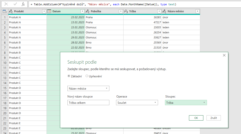 Seskupit podle Power Query 11