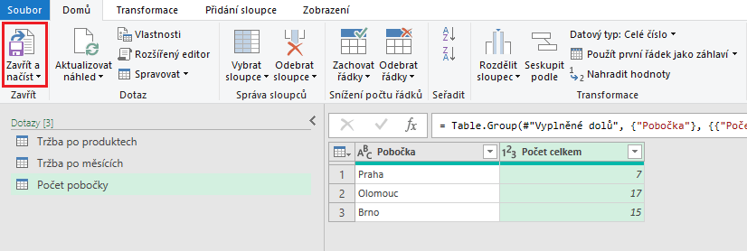 Seskupit podle Power Query 16