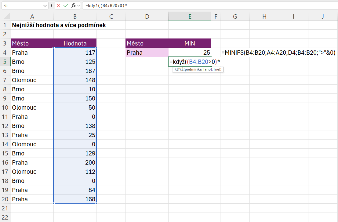 Nejnižší hodnota na základě více podmínek 3