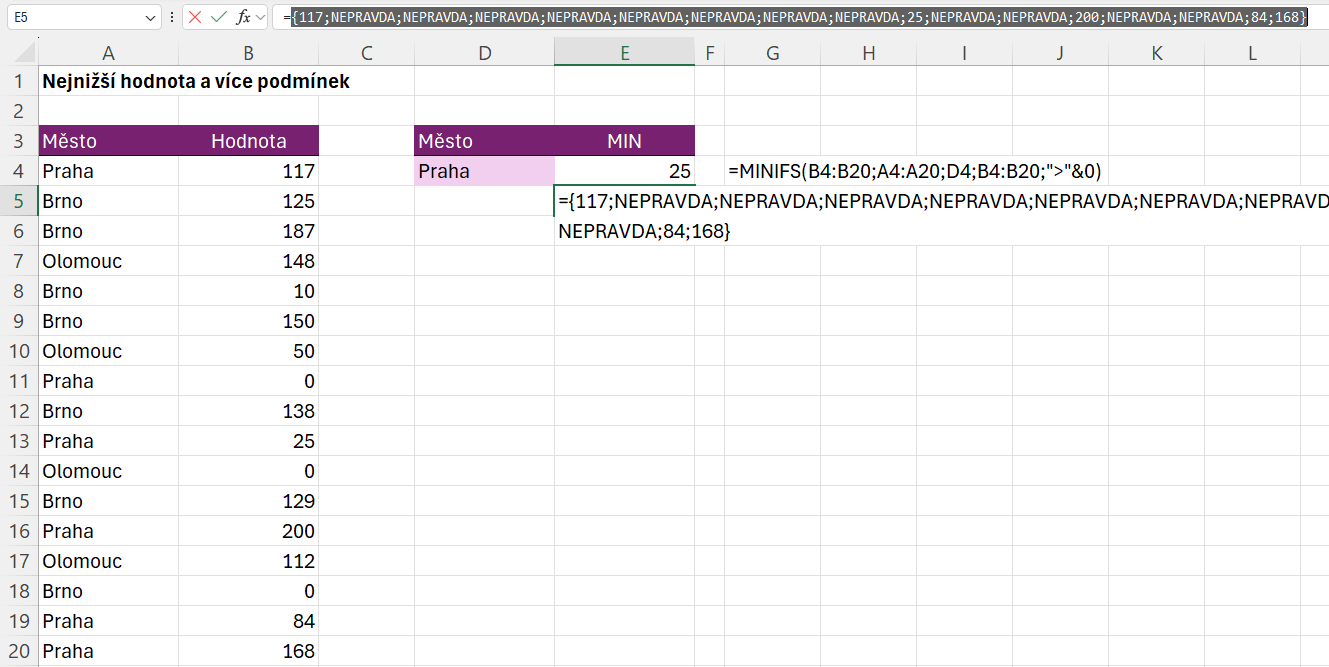 Nejnižší hodnota na základě více podmínek 5
