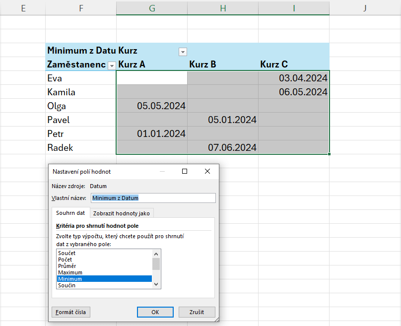 Problémy s kontingenčními tabulkami 7