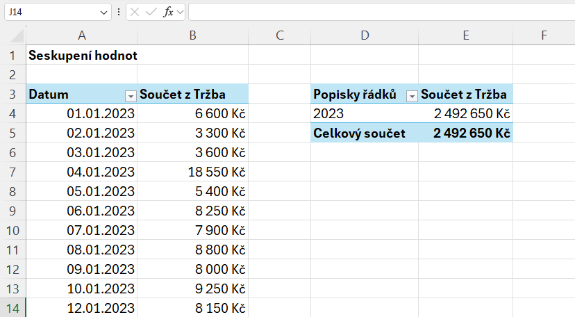 Problémy s kontingenčními tabulkami 9