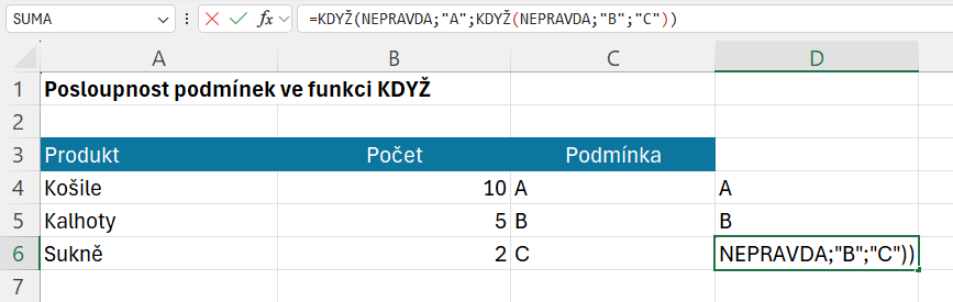 Posloupnost ve funkci KDYŽ 3